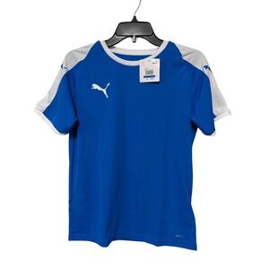 Puma LIGA Jersey Jr Kids XL Electric Blue White Soccer Shirt 703418 02